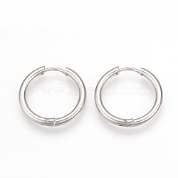 Tarnish Resistant 201 Stainless Steel Huggie Hoop Earrings, with 304 Stainless Steel Pins, Ring Shape, Stainless Steel Color, 17x2.5mm, 10 Gauge, Pin: 0.8mm(MAK-R021-17mm)