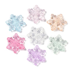 Transparent Acrylic Beads, Snowflake, Mixed Color, 30.5x8mm, Hole: 1.6mm, about 216pcs/500g(TACR-U008-01A)