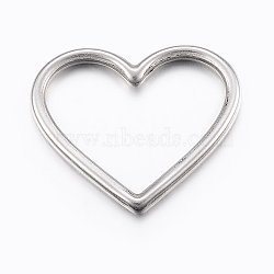 304 Stainless Steel Linking Rings, Heart, Stainless Steel Color, 24x28x2mm, 24x16mm Inner Diameter(X-STAS-E421-002P)