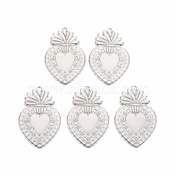 Non-Tarnish 201 Stainless Steel Pendants, Sacred Heart, Stainless Steel Color, 30x19x1.5mm, Hole: 1.4mm(STAS-S119-150P)