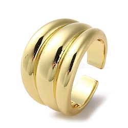 Rack Plating Brass Grooved Open Cuff Rings, Cadmium Free & Lead Free, Real 18K Gold Plated, Inner Diameter: 17mm(RJEW-K249-06G)