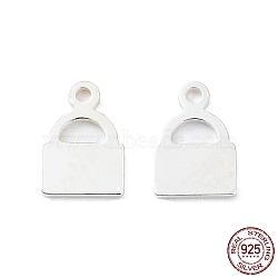 925 Sterling Silver Charms, Padlock, Silver, 7.5x5x0.5mm, Hole: 0.9mm(STER-F053-06S)