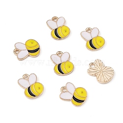 Zinc Alloy Enamel Charms, Bee, Light Gold, Colorful, 14x10.5x1.5mm, Hole: 1.8mm(FIND-TAC0010-22)