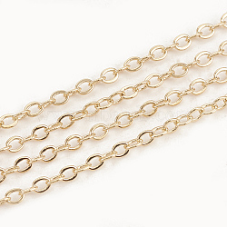 Brass Cable Chains, Soldered, Flat Oval, Real 18K Gold Plated, 2.1x1.6x0.3mm(X-CHC-S003-14G)