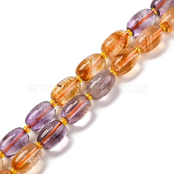 Natural Ametrine Beads Strands, Barrel, with Seed Beads, 12x8mm, Hole: 1mm, about 28pcs/strand, 15.55 inch(39.5cm)(G-L610-C03-03)