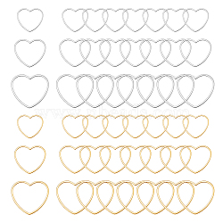 304 Stainless Steel Linking Ring, Heart, Golden & Stainless Steel Color, 48pcs/box(STAS-UN0015-94)