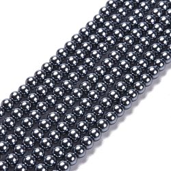 Glass Pearl Beads, Pearlized, Round, Steel Blue, 4mm, Hole: 0.7~1.1mm, about 100pcs/Strand, 16''(40.64cm)(HY-J001-4mm-HX027)