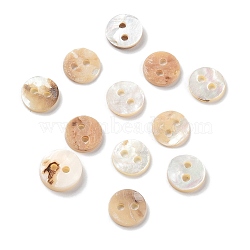 Mother of Pearl Buttons, Akoya Shell Button, 2-Hole, Shell Shape, Beige, 9x2mm, Hole: 1.6mm(BSHE-D021-01A)