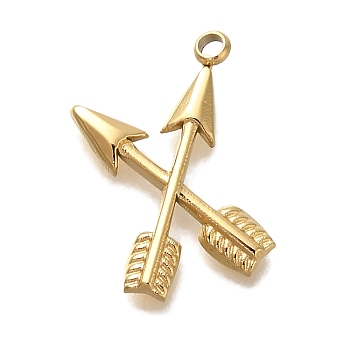 Ion Plating(IP) 304 Stainless Steel Pendants, Arrow Charm, Real 18K Gold Plated, 16x11x1.5mm, Hole: 1.5mm