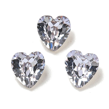 Glass Rhinestone Cabochons, Flat Back & Back Plated, Faceted, Heart, Alexandrite, 6.5x6x4mm