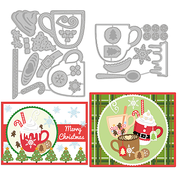 Christmas Theme Carbon Steel Cutting Dies Stencils, for DIY Scrapbooking, Photo Album, Decorative Embossing, Paper Card, Matte Platinum Color, Cup Pattern, 8.3~12.7x10.5~10.7x0.08cm, 2pcs/set