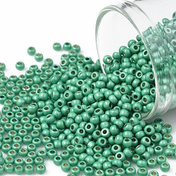 TOHO Round Seed Beads, Japanese Seed Beads, (PF561F) PermaFinish Teal Aqua Metallic Matte, 11/0, 2.2mm, Hole: 0.8mm, about 1110pcs/bottle, 10g/bottle
