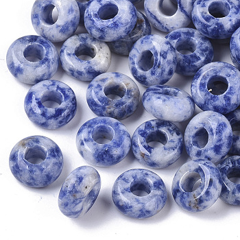 Natural Blue Spot Jasper European Beads, Large Hole Beads, Rondelle, 10x4.5mm, Hole: 4mm