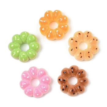 Opaque Resin Cabochons, Doughnut, Mixed Color, 21.5x21.5x7.5mm