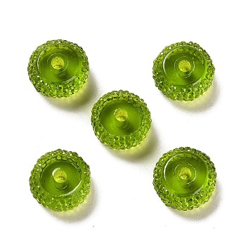 Transparent Resin Beads, Textured Rondelle, Yellow Green, 12x7mm, Hole: 2.5mm