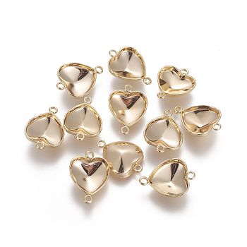 304 Stainless Steel Cabochon Connector Settings, Heart, Real 18K Gold Plated, Tray: 12x10.5mm, 18.5x13.5x4.3mm, Hole: 1.8mm