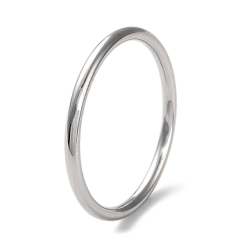 304 Stainless Steel Simple Plain Band Finger Ring for Women Men, Stainless Steel Color, 1.7mm, Inner Diameter: 19mm
