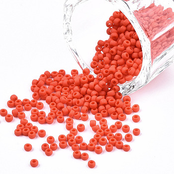 TOHO Round Seed Beads, Japanese Seed Beads, (50F) Opaque Frost Sunset Orange, 11/0, 2.2mm, Hole: 0.8mm, about 50000pcs/pound