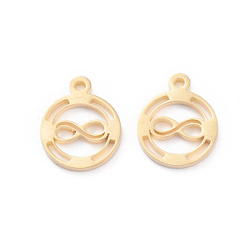 304 Stainless Steel Charms, Laser Cut, Ring with Infinity, Golden, 12x10x1mm, Hole: 1.2mm