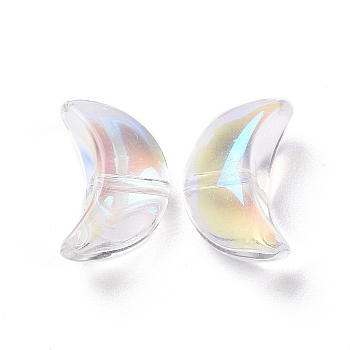 Transparent Electroplate Glass Beads, AB Color Plated, Moon, Clear, 14x9x6.5mm, Hole: 1.2mm