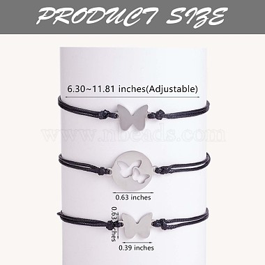 3Pcs 3 Style 430 Stainless Steel Butterfly Link Bracelets Set(JB723A)-3