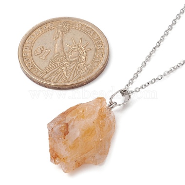 Colliers avec pendentif en forme de pépite de quartz jaune naturel(NJEW-JN04507-04)-3