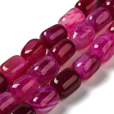 Deep Pink Column Natural Agate Beads