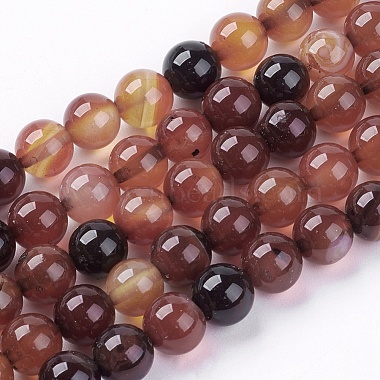 8mm CoconutBrown Round Natural Agate Beads