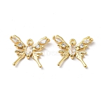 Brass Micro Pave Cubic Zirconia Pendants, Cadmium Free & Nickel Free & Lead Free, with Glass, Butterfly Charms, Real 18K Gold Plated, 15x18x3mm, Hole: 1.4mm(KK-H460-52G)