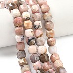 Natural Pink Opal Beads Strands, Faceted Table Cut Cube, 8.5~9.8x8.5~9.8x8.5~9.8mm, Hole: 0.8~1.2mm, about 45~46pcs/strand, 14.96~15.47 inch(38~39.3cm)(G-C267-A05)