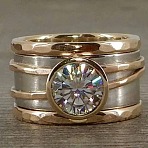 Zinc Alloy with Clear Cubic Zirconia Finger Rings for Men, Flat Round, Platinum & Golden, US Size 9(18.9mm)(FS-WGA03B7-04)