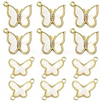 20Pcs 2 Styles Alloy Pendants, with Acrylic and Rhinestone, Butterfly Charms, Golden, 14.5~16.5x15.5~18x2.5~3mm, Hole: 1.2~1.5mm, 10pcs/style(FIND-CJ0002-34)