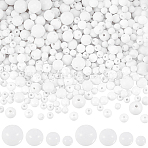 900Pcs Opaque Acrylic Beads, Round, White, 6~12x5~11mm, Hole: 1.8~2mm(MACR-SP0002-35A)