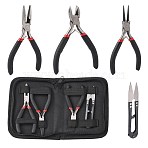 45# Carbon Steel Plier Sets: Side Cutting Pliers, Wire Cutter, Round Nose Pliers and Scissors, Black, 160x115x28mm(PT-R008-08)