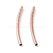 Tube Beads, Curved, Brass, Rose Gold, 25x2mm, Hole: 1.2mm(EC0572X25mm-RG-NF)
