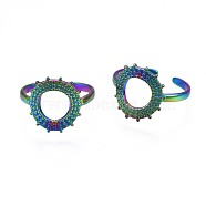 304 Stainless Steel Donut Cuff Ring, Rainbow Color Open Ring for Women, US Size 9(18.9mm)(RJEW-N038-109)