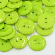 Acrylic Sewing Buttons for Costume Design, Plastic Shirt Buttons, 2-Hole, Dyed, Flat Round, Green Yellow, 18x2.5mm, Hole: 2mm(BUTT-E087-D-10)