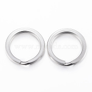304 Stainless Steel Split Key Rings, Stainless Steel Color, Inner Diameter: 25mm, 30x2.5mm(STAS-P177-2.1x30mm-P)