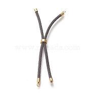Nylon Twisted Cord Bracelet Making, Slider Bracelet Making, with Eco-Friendly Brass Findings, Round, Golden, Gray, 8.66~9.06 inch(22~23cm), Hole: 2.8mm, Single Chain Length: about 4.33~4.53 inch(11~11.5cm)(MAK-M025-116)