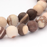 Frosted Round Natural Zebra Jasper Beads, 6mm, Hole: 1mm, about 65pcs/strand, 14.9 inch(G-J338-01-6mm)
