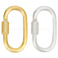 2Pcs 2 Colors 925 Sterling Silver Screw Locking Carabiners, Heavy Duty Oval Carabiner, with 925 Stamp, for Jewelry Making, Golden & Silver, 15x8.5x2.5mm, Inner Diameter: 13x5mm, 1pc/color(FIND-GO0001-61)