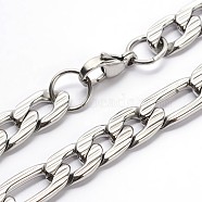 304 Stainless Steel Figaro Chains Necklaces, with Lobster Claw Clasps, Stainless Steel Color, 23.6 inch(59.9cm)(NJEW-I060-08B)