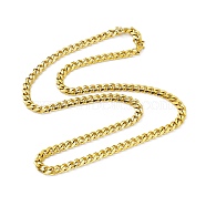 Vacuum Plating 201 Stainless Steel Cuban Link Chain Necklace with 304 Stainless Steel Clasps for Men Women, Golden, 23.54 inch(59.8cm), Link: 8x6x2mm(NJEW-M194-01A-G)