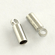 Brass Cord Ends, End Caps, Cadmium Free & Lead Free, Column, Platinum, 9x3.5mm, Hole: 1.5mm, 3mm inner diameter(X-KK-R001-07-P)