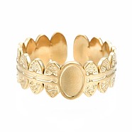 304 Stainless Steel Oval Wrap Open Cuff Ring, Chunky Ring for Women, Golden, US Size 6 3/4(17.1mm)(RJEW-T023-14G)