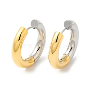 Two Tone Stainless Steel Huggie Hoop Earrings, Real Gold Plated & Stainless Steel Color, 25.5x26.5x5mm(EJEW-P228-03A-1)