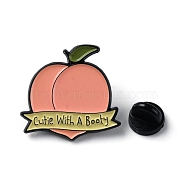 Peach Butt Zinc Alloy Enamel Pin Brooch, Fruit Enamel Pins, Dark Salmon, Peach, 28x29x1.5mm(JEWB-C025-02C-EB)