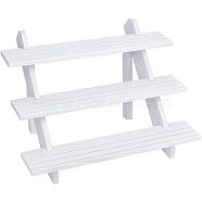 DIY 3 Tier Wooden Display Riser Kit, for Models, Building Blocks, Doll Display Holder, Storage Organizer Rack, with Screws & Wing Nuts, White, 39x7.6x1.1cm(ODIS-WH0029-25A)