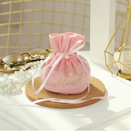 Velvet Jewelry Drawstring Gift Bags, Wedding Favor Candy Bags, with Beads, Pink, 14.2x15x0.3cm(ABAG-CJC0003-03A)