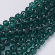 Glass Beads, Faceted, Round, Sea Green, about 10mm in diameter, hole: 1.5mm(GS017-64)